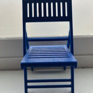 New Mini Blue Foldable Dollhouse Chair 3D Printed Made in USA